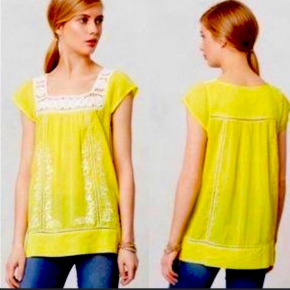 Anthropologie Tops - Moulinette Soeurs Yellow And White Blouse